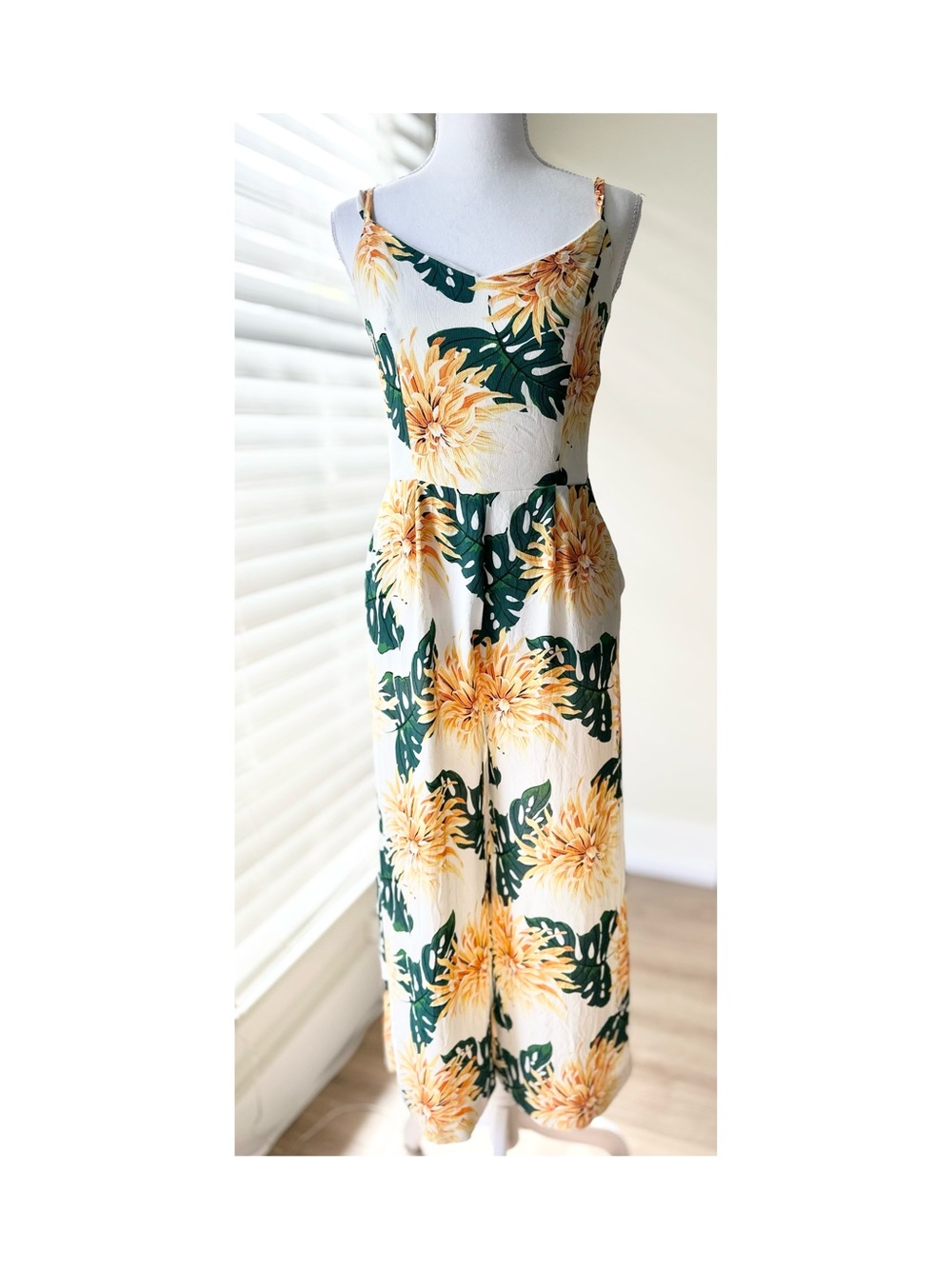 Zara Jumpsuit with Yellow & Green Floral Print